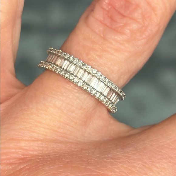 QVC Affinity Diamond 1ct Sterling Silver Eternity Band Ring - 4 - Picture 3 of 8